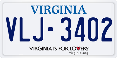 VA license plate VLJ3402