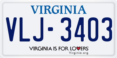 VA license plate VLJ3403