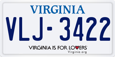 VA license plate VLJ3422