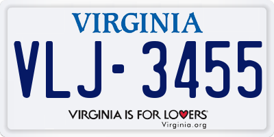 VA license plate VLJ3455