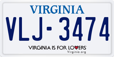 VA license plate VLJ3474