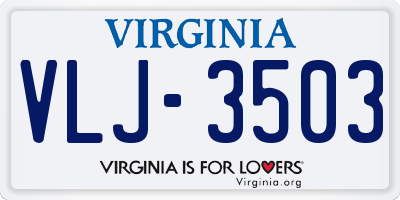 VA license plate VLJ3503