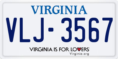 VA license plate VLJ3567