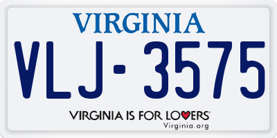 VA license plate VLJ3575