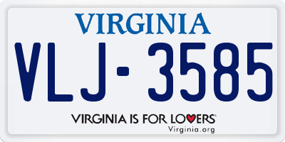 VA license plate VLJ3585