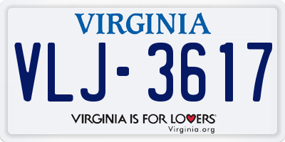 VA license plate VLJ3617