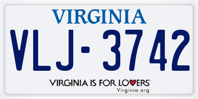 VA license plate VLJ3742