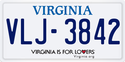 VA license plate VLJ3842