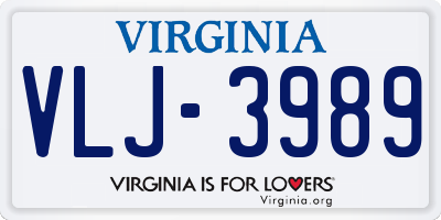 VA license plate VLJ3989