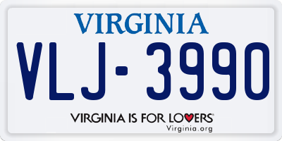 VA license plate VLJ3990