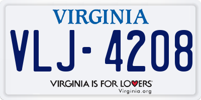 VA license plate VLJ4208