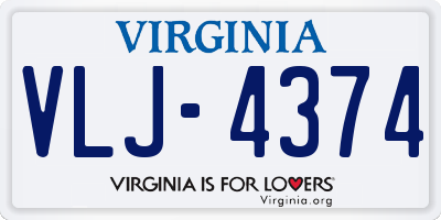 VA license plate VLJ4374