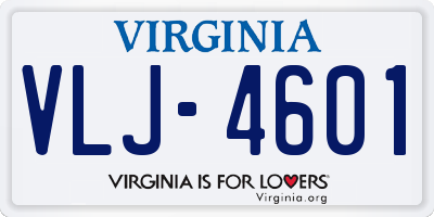 VA license plate VLJ4601