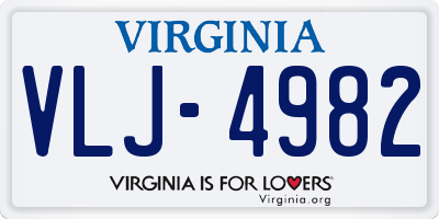 VA license plate VLJ4982
