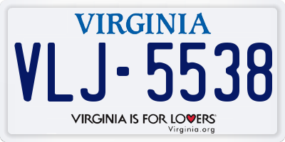 VA license plate VLJ5538