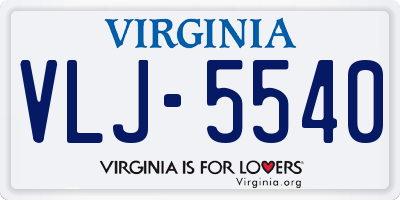 VA license plate VLJ5540