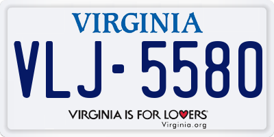 VA license plate VLJ5580