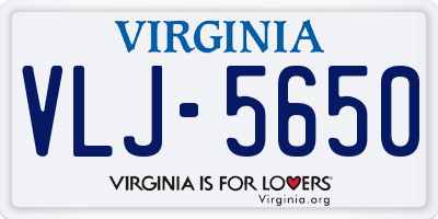 VA license plate VLJ5650
