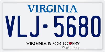 VA license plate VLJ5680