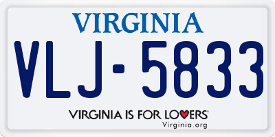 VA license plate VLJ5833