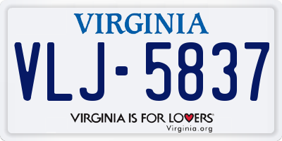 VA license plate VLJ5837