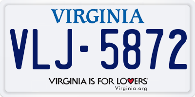 VA license plate VLJ5872