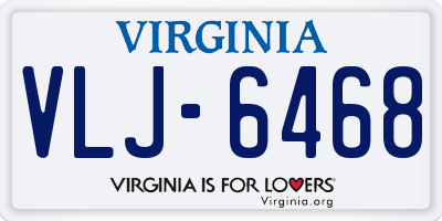 VA license plate VLJ6468