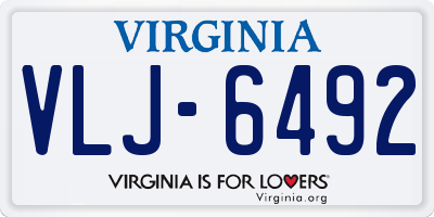 VA license plate VLJ6492