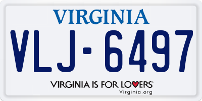 VA license plate VLJ6497