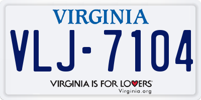 VA license plate VLJ7104