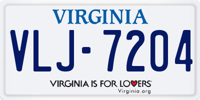 VA license plate VLJ7204