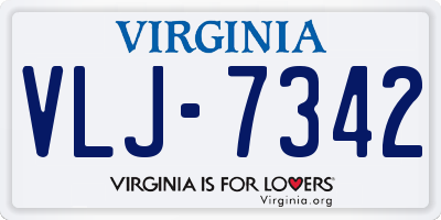 VA license plate VLJ7342