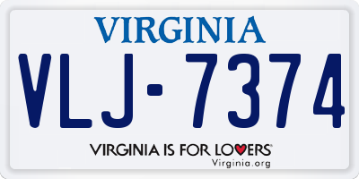 VA license plate VLJ7374