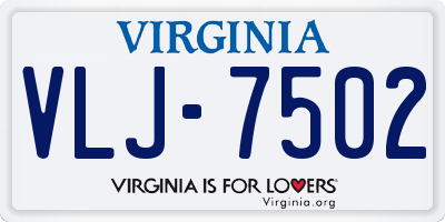 VA license plate VLJ7502