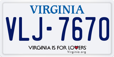 VA license plate VLJ7670