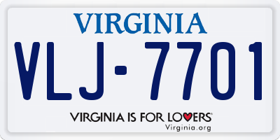 VA license plate VLJ7701