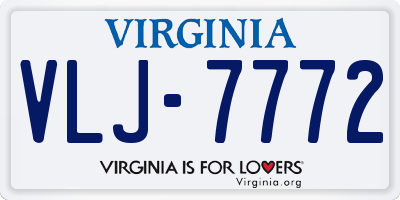 VA license plate VLJ7772