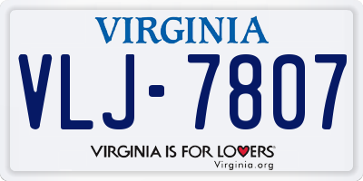 VA license plate VLJ7807