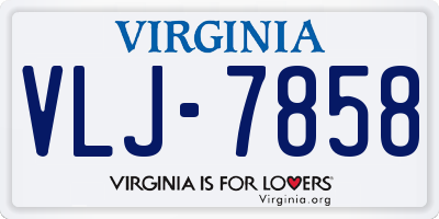 VA license plate VLJ7858