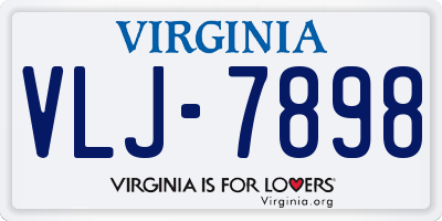 VA license plate VLJ7898