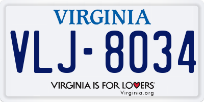 VA license plate VLJ8034