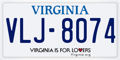 VA license plate VLJ8074