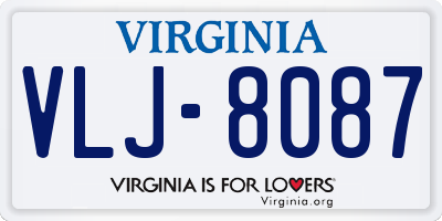 VA license plate VLJ8087