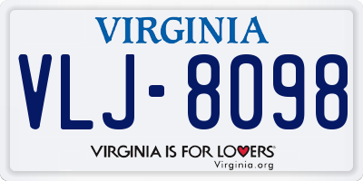 VA license plate VLJ8098