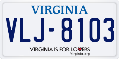 VA license plate VLJ8103