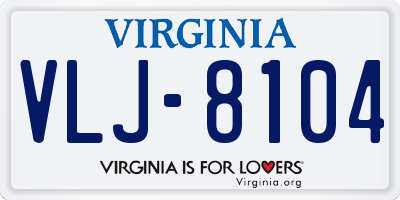 VA license plate VLJ8104