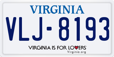 VA license plate VLJ8193