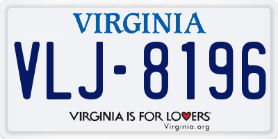 VA license plate VLJ8196