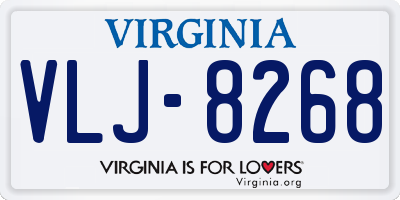 VA license plate VLJ8268