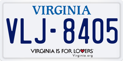 VA license plate VLJ8405